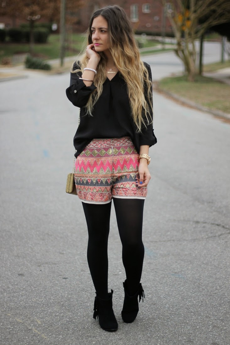 Bedazzles After Dark Outfit Post Sequin Beaded Shorts for Winter